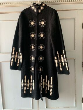 Neiman Marcus Vintage Clothes by Revue black boiled wool coat Size M